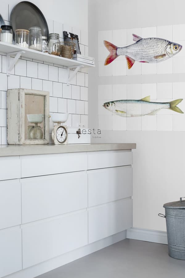 ESTAhome wallsticker fisk gul og blåt 97 x 48,5 cm