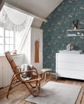 Miniatyrbillede 5 af 8: ESTAhome tapet skov med skovdyr gråblåt 0,53 x 10,05 m