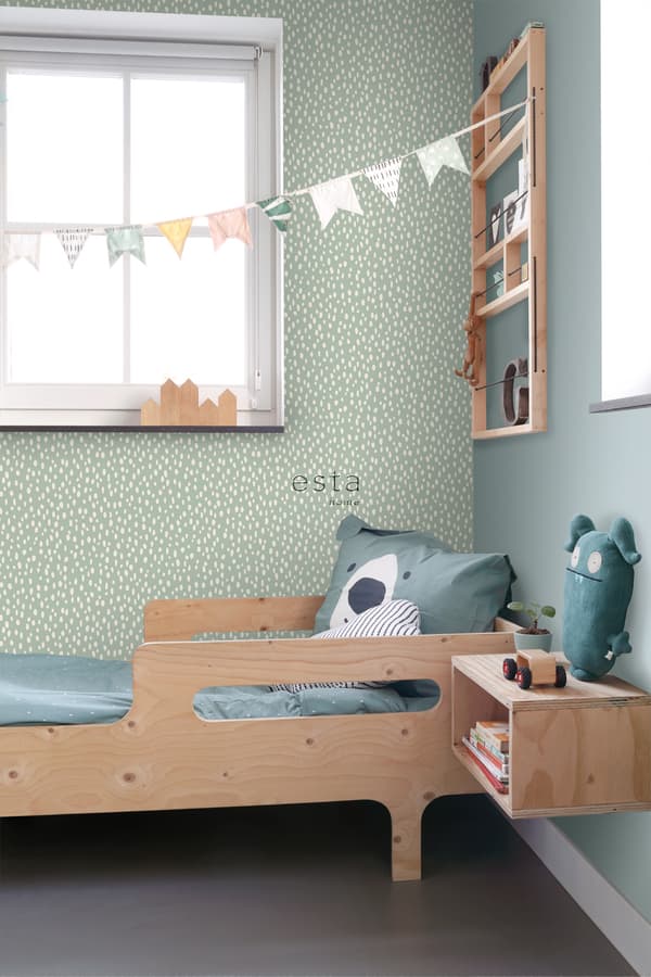 ESTAhome tapet prickar mintgrönt och vitt 0,53 x 10,05 m