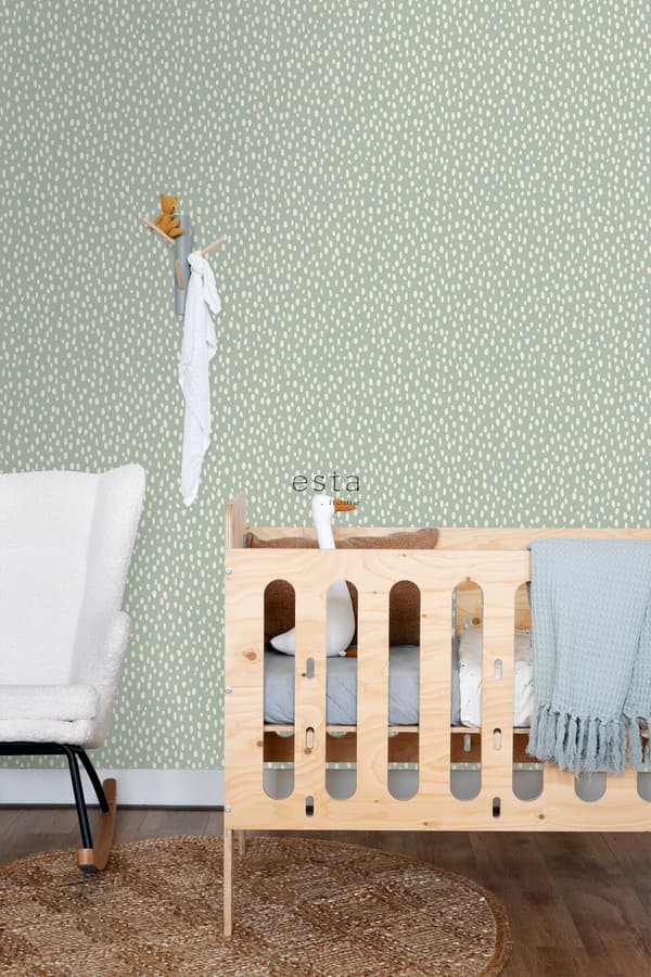 ESTAhome tapet prickar mintgrönt och vitt 0,53 x 10,05 m