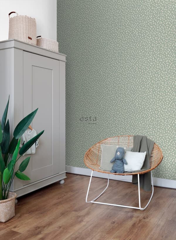 ESTAhome tapet prickar mintgrönt och vitt 0,53 x 10,05 m