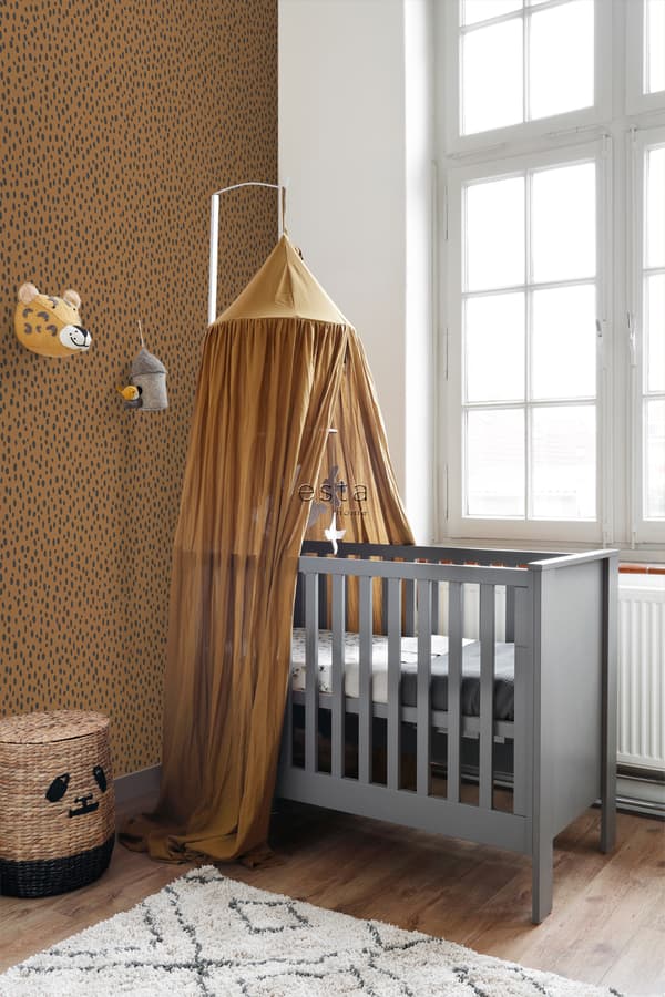 ESTAhome tapet prickar apelsinfärgat och svart 0,53 x 10,05 m
