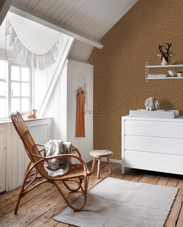 ESTAhome tapet prickar apelsinfärgat och svart 0,53 x 10,05 m