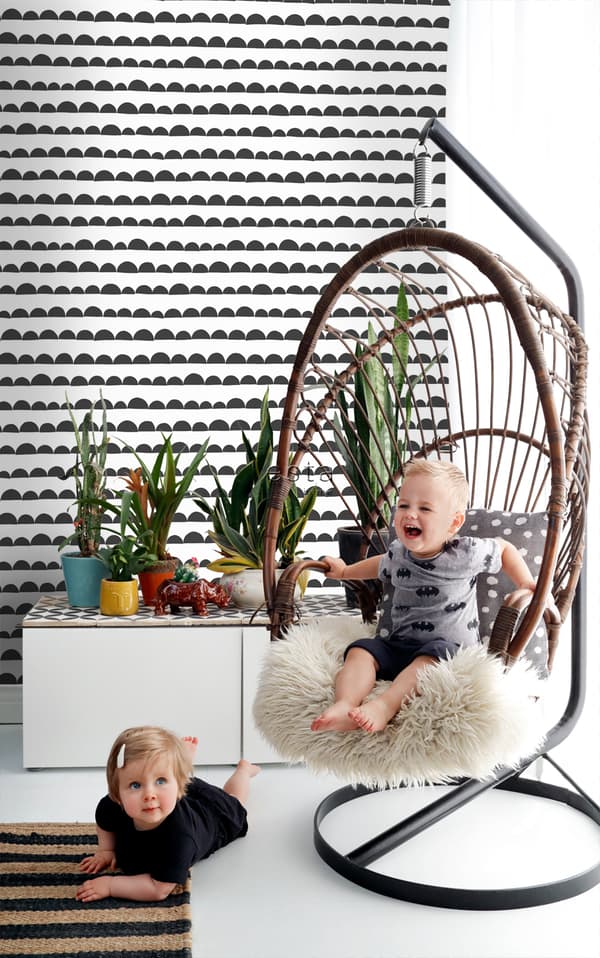 ESTAhome tapet grafisk motiv sort og hvidt 0,53 x 10,05 m