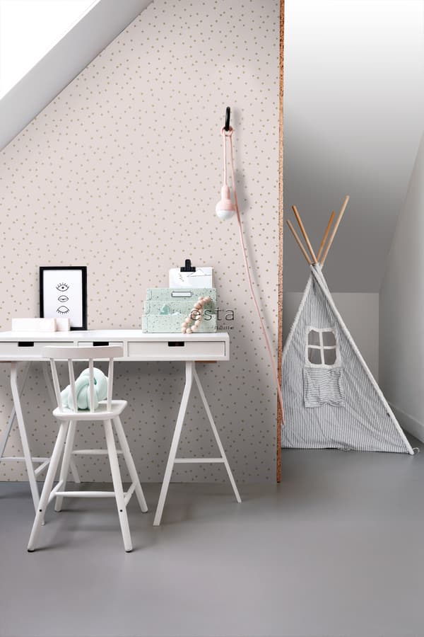 ESTAhome tapet prickar antikrosa och guld 0,53 x 10,05 m
