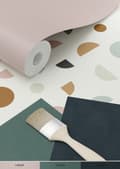 Miniatyrbild 8 av 8: ESTAhome tapet grafiskt motiv ljusbeige, antikrosa och mintgrönt 0,53 x 10,05 m