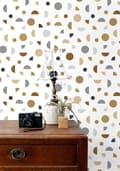 Miniatyrbild 3 av 8: ESTAhome tapet grafiskt motiv vitt, grått och beige 0,53 x 10,05 m