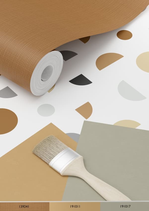 ESTAhome tapet grafiskt motiv vitt, grått och beige 0,53 x 10,05 m