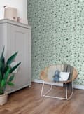 Miniatyrbild 3 av 6: ESTAhome tapet grafiskt motiv mintgrönt, milt rosa och vitt 0,53 x 10,05 m