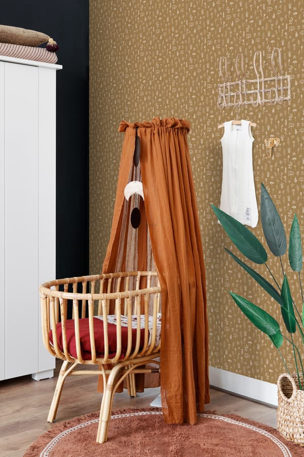 ESTAhome tapet blommönster ockra och vitt 0,53 x 10,05 m