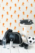 Miniatyrbild 3 av 8: ESTAhome tapet fotbollsspelare orange och vitt 53 cm x 10,05 m