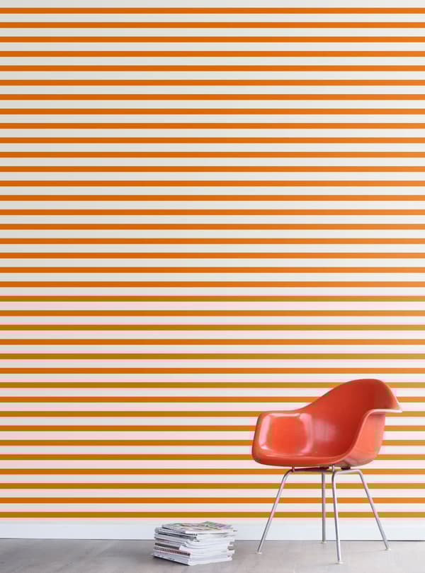 ESTAhome tapet ränder orange och vitt 53 cm x 10,05 m