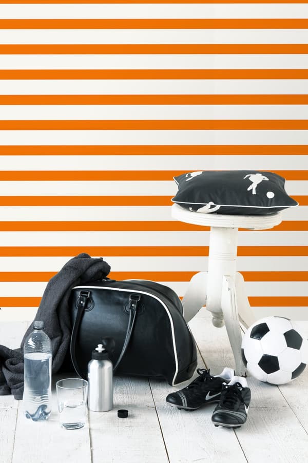 ESTAhome tapet ränder orange och vitt 53 cm x 10,05 m