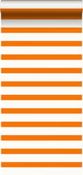 Miniatyrbild 1 av 5: ESTAhome tapet ränder orange och vitt 53 cm x 10,05 m