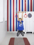 Miniatyrbillede 2 af 7: ESTAhome tapet striber rødt, hvidt og blåt 53 cm x 10,05 m
