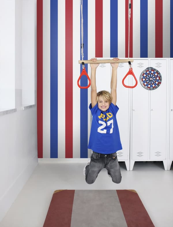 ESTAhome tapet striber rødt, hvidt og blåt 53 cm x 10,05 m