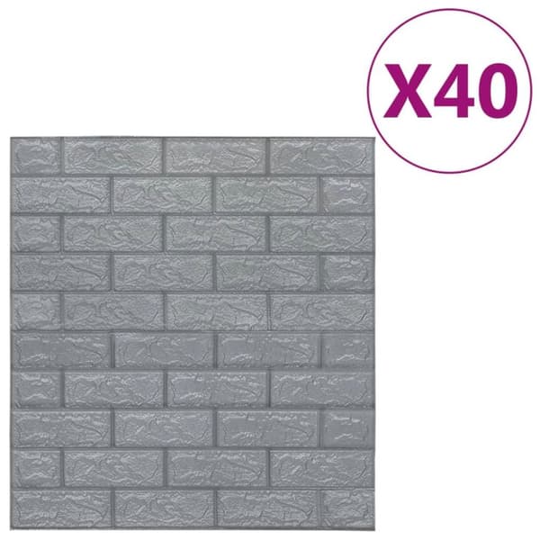vidaXL 3D-tapet murstein selvklebende 40 stk antrasitt