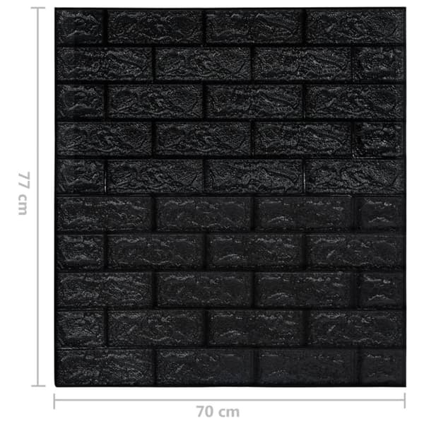 vidaXL 3D-tapet murstein selvklebende 20 stk svart