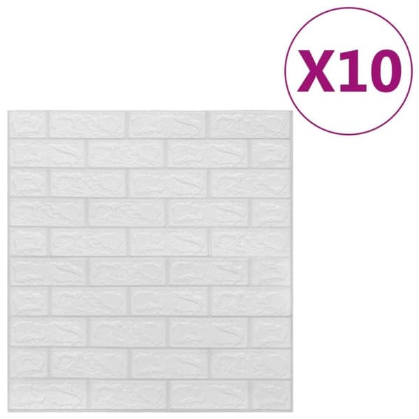 vidaXL 3D Tapetti tiilet itsekiinnittyvä 10 kpl valkoinen