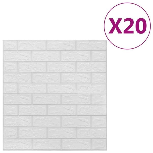 vidaXL 3D-tapet tegel självhäftande 20 delar vit