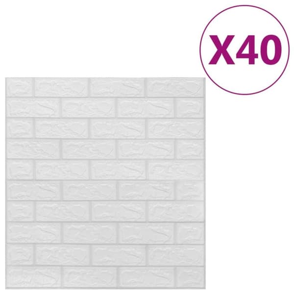 vidaXL 3D Tapetti tiilet itsekiinnittyvä 40 kpl valkoinen