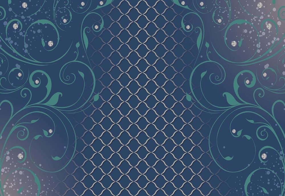 Fototapet Fondvägg Ornamental Swirl Design Blue Photo (416 cm x 254 cm )