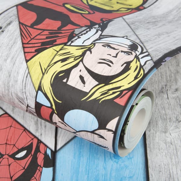 Marvel Comics - Papirtapet - Træpaneler - 10mx53cm