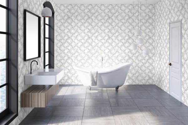 Contour - Non-woven Tapet - Marmor Kakel - Grå/Vit - 10mx52 cm