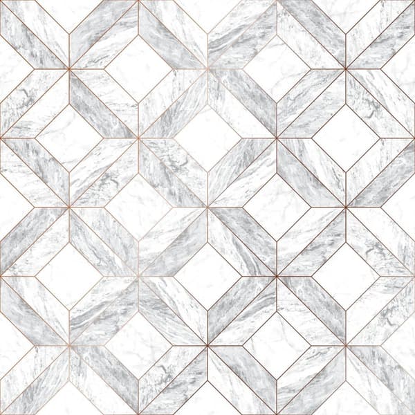 Contour - Non-woven Tapet - Marmor Kakel - Grå/Vit - 10mx52 cm