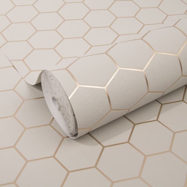 WOW - Non-woven tapet - Hexagon - Taupe - 10mx52cm