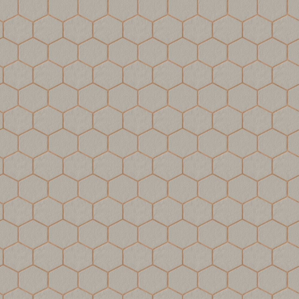 WOW - Non-woven Tapet - Hexagon - Beige/Rose Gold - 10mx52cm