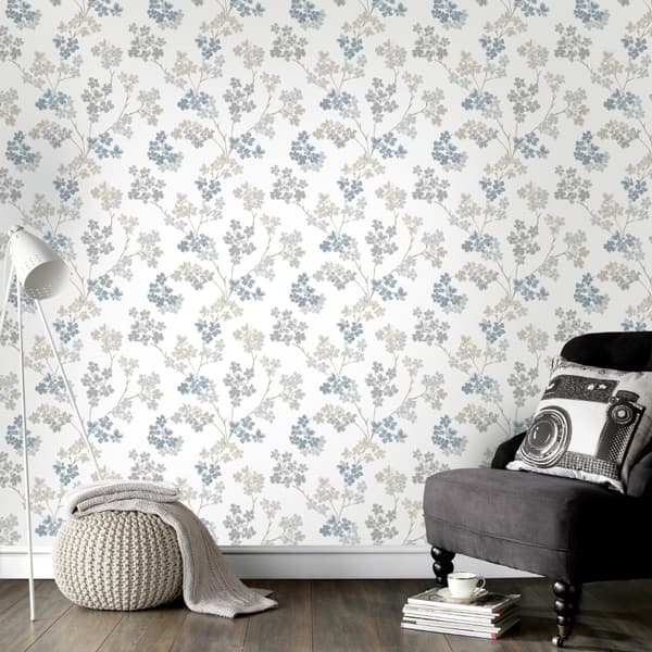 Superfresco Easy - Non-woven tapet - Blossom - Blå - 10mx53cm