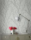 Miniatyrbillede 2 af 4: Boutique - Non-woven tapet - Water Silk Sprig - Sølv - 10mx52cm