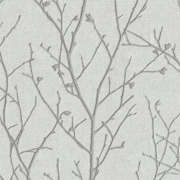 Boutique - Non-woven tapet - Water Silk Sprig - Sølv - 10mx52cm