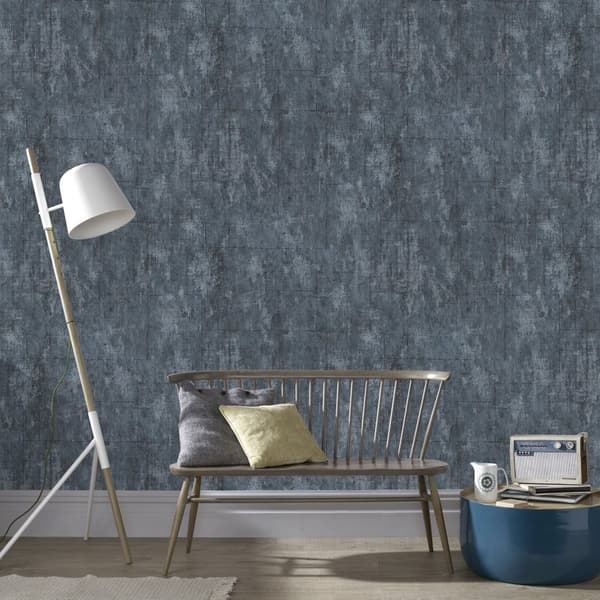 Superfresco Easy - Non-woven tapet - Betongblock - Blå - 1005 x 53 cm