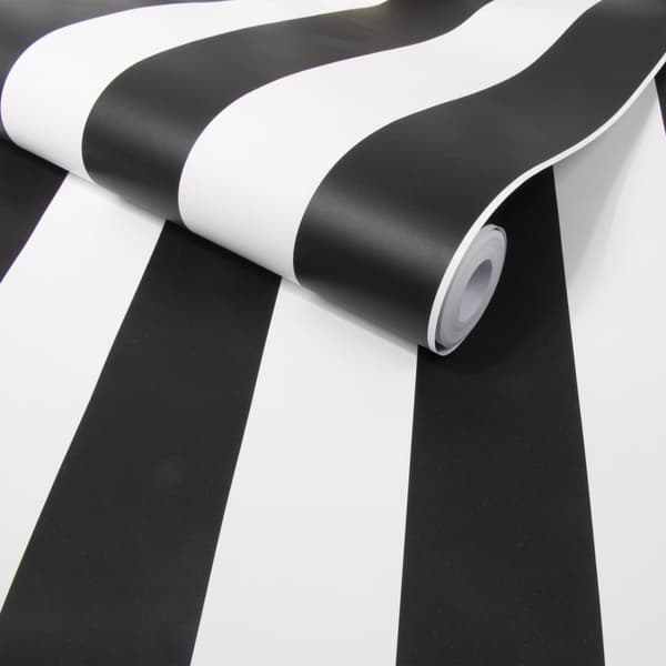 Superfresco Easy - Non-woven tapet - Monokrome striber - Sort/hvid - 10mx53cm