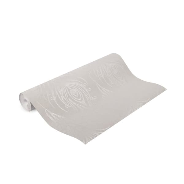 Boutique - Non-woven tapet - Påfuglefjer - Grå - 10mx52cm