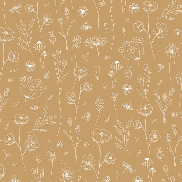 Little Dutch - Non-woven Tapet - Wild Flowers Ochre - Orange - 10mx53cm