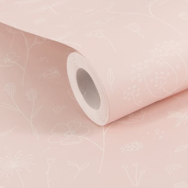 Little Dutch - Non-woven Tapet - Wild Flowers Pink - Rosa - 10mx53cm