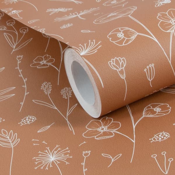 Little Dutch - Non-woven tapet - Wild Flowers Rust - Orange - 10mx53cm
