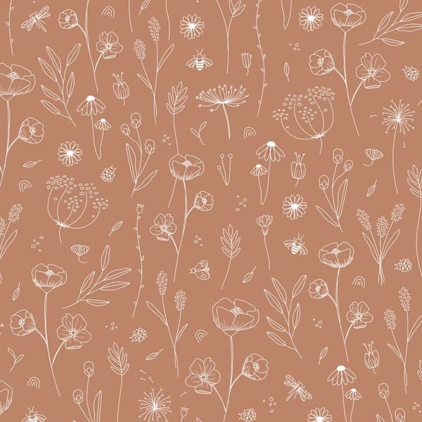 Little Dutch - Non-woven tapet - Wild Flowers Rust - Orange - 10mx53cm