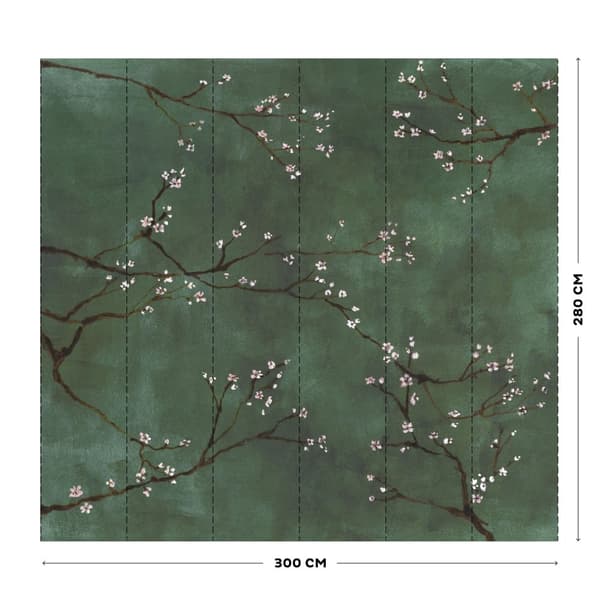 Art for the Home - Fototapeter - Kinesisk blomst - Grøn - 280x300cm