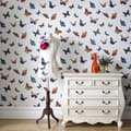 Miniatyrbild 3 av 5: Julien MacDonald - Non-woven Tapet - Flutterby Butterflies - Vit - 10mx52cm