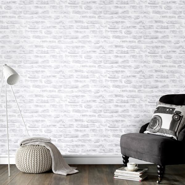 Superfresco Easy - Non-woven tapet - Stone Wall Realistic - Hvid - 10mx52cm