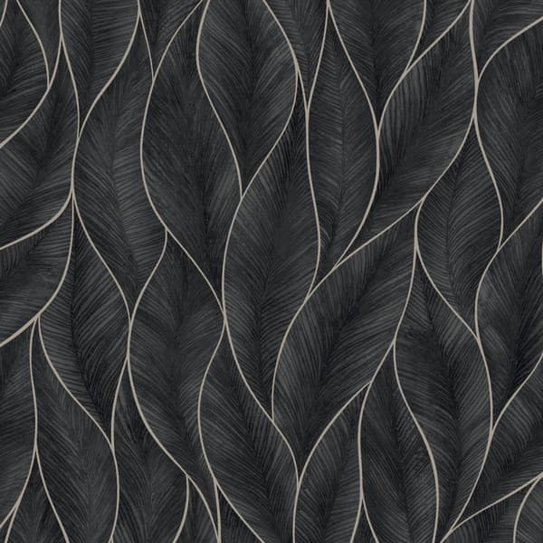 WOW - Non-woven tapet - Subtila blad - Silver/Blå - 10mx52cm