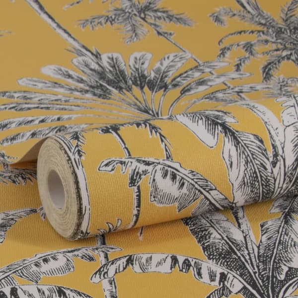 WOW - Non-woven tapet - Vintage Palm - Okra - 10mx52cm