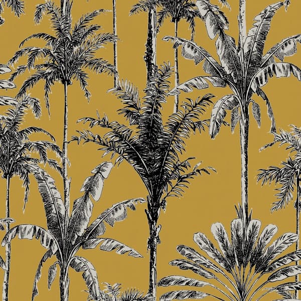WOW - Non-woven tapet - Vintage Palm - Okra - 10mx52cm