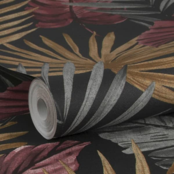WOW - Non-woven tapet - Flow - Svart/Röd/Brun - 10mx52cm