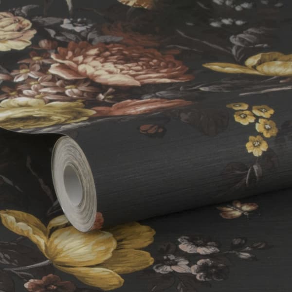 WOW - Non-woven tapet - Bukett - Svart - 10mx52cm