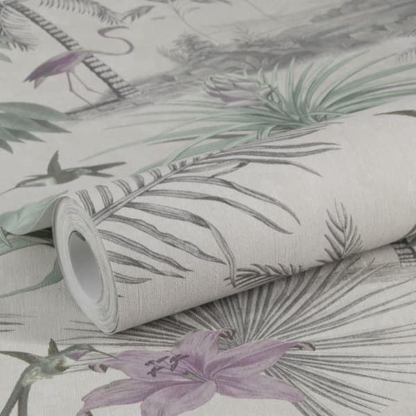 WOW - Non-woven tapet - Paradise - Grå/Rosa - 10mx52cm